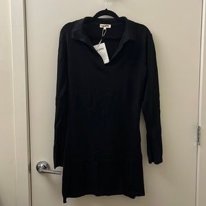 Black knit long sleeve dress.